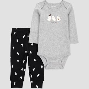 Carter's Baby “Little Boo” Gray and Black 2-piece baby outfit